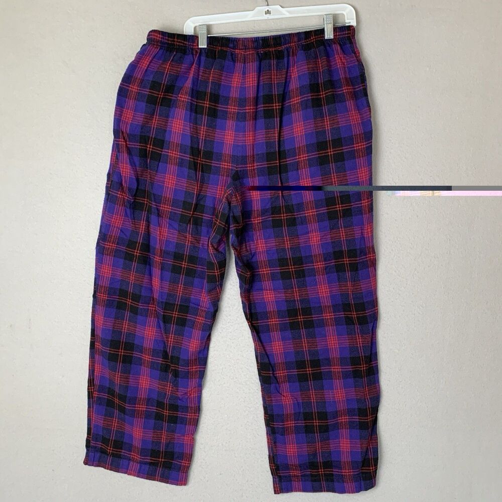 LL Bean Pajama Set Women XL Purple Plaid Flannel Comfy Cozy Cabin Sleep - Picture 7 of 10